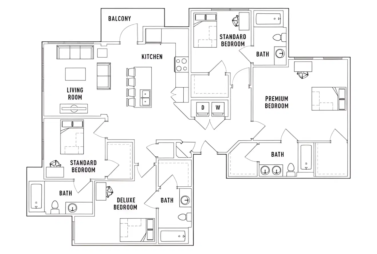 The Arlie, Arlington – Room in 4 Bed - 4 Bath D
