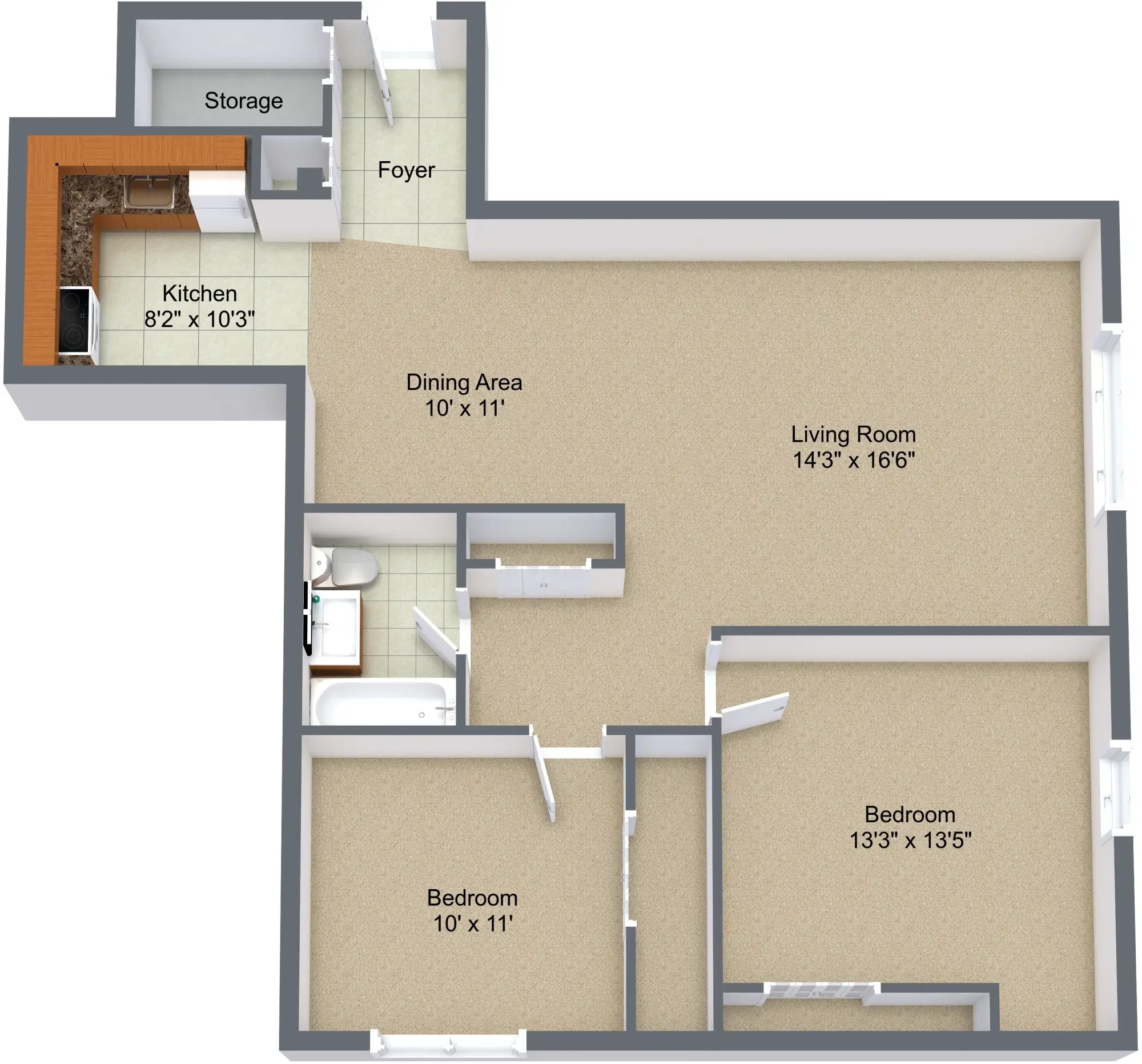 Hyde Park West Apartments & Townhomes, Chicago – Two Bedroom