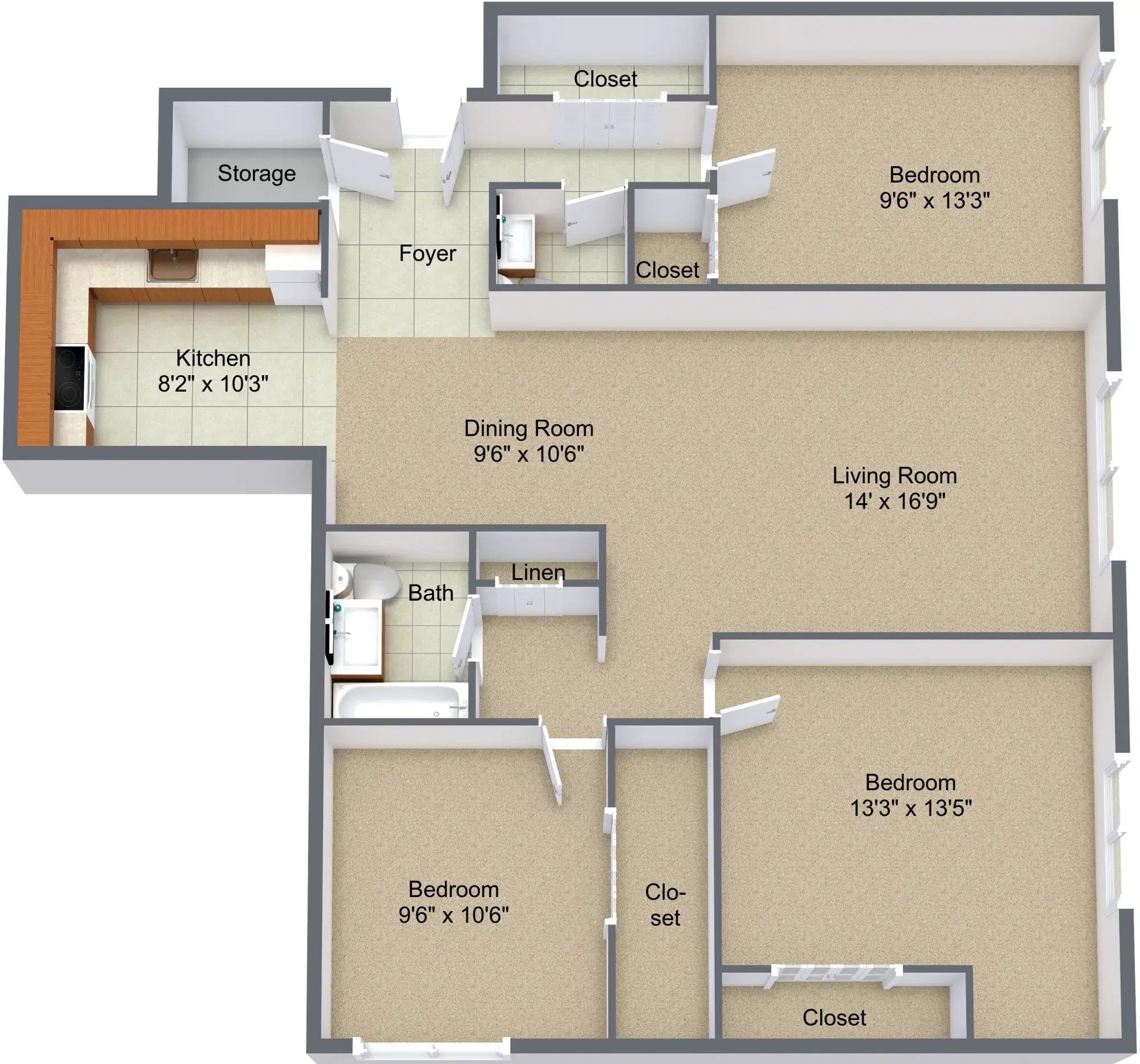 Hyde Park West Apartments & Townhomes, Chicago – Three Bedroom