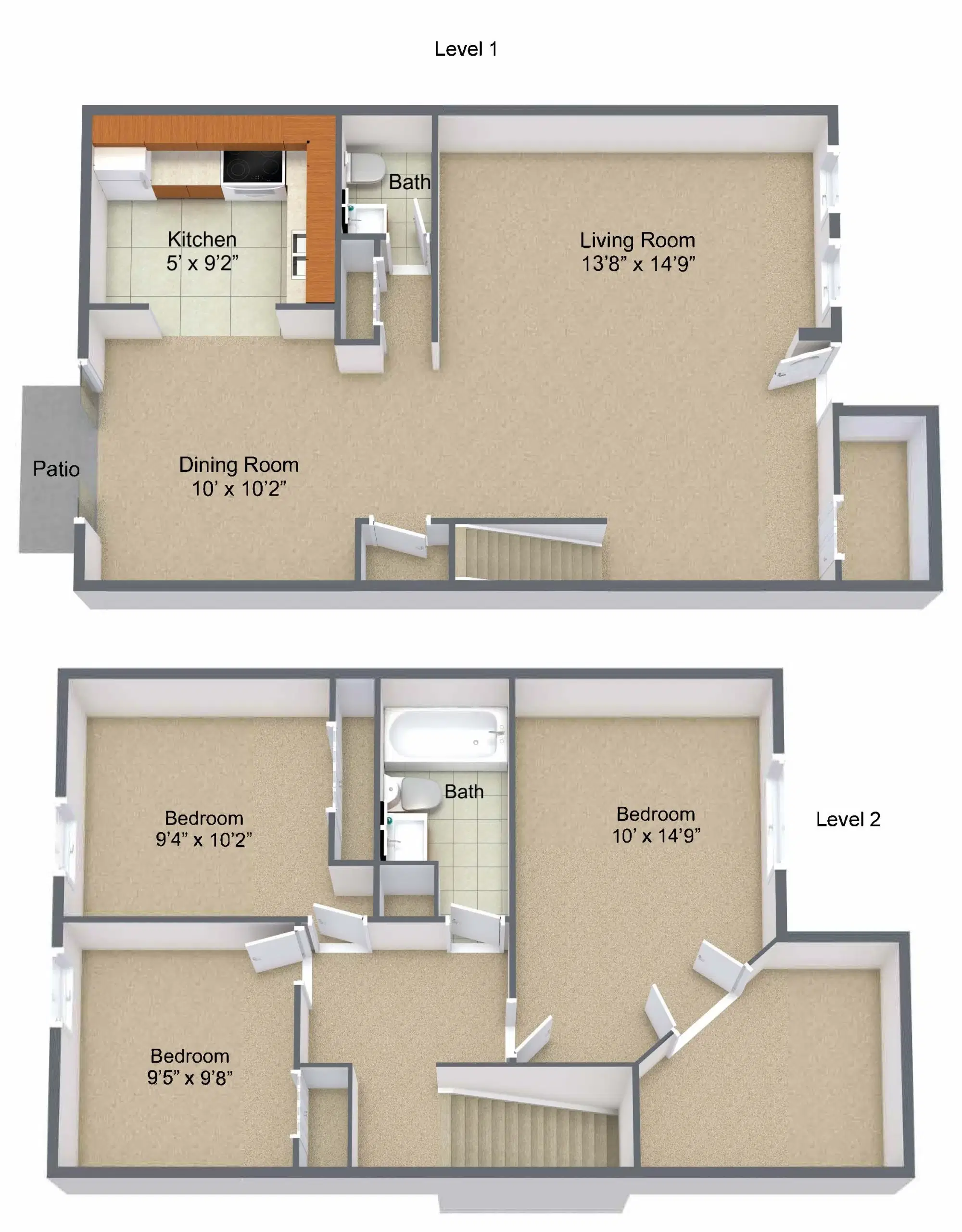 Hyde Park West Apartments & Townhomes, Chicago – Three Bedroom Townhome
