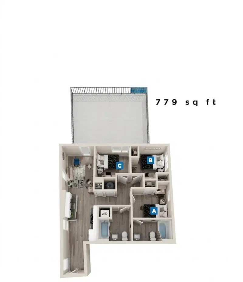 The Mark, Los Angeles – Room in 3 Bedroom 2 Bathroom | C5