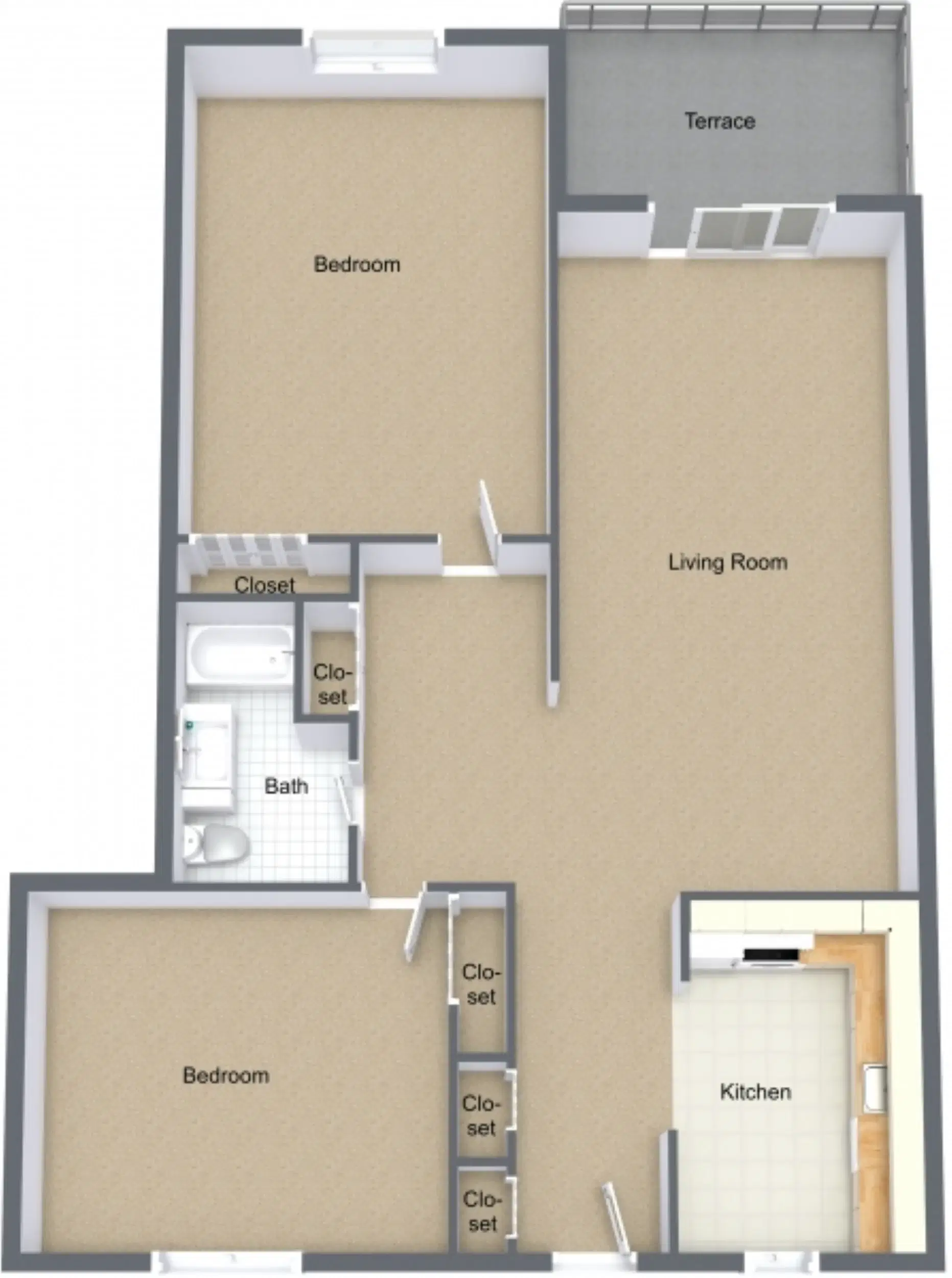 Fountain Place Apartments, Lansing – Two Bedroom