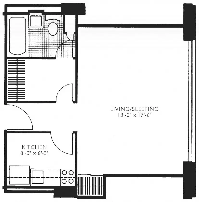 Twin Towers Apartments, Chicago – Studio