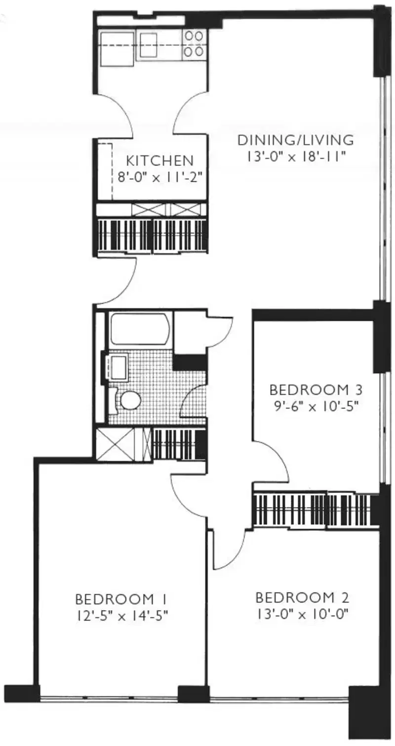 Twin Towers Apartments, Chicago – 3 Bed 1 Bath