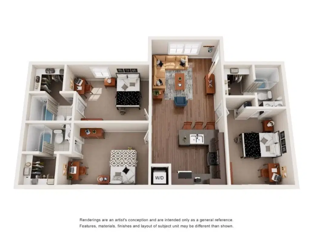 The Cottages of College Station, College Station – 3 Bedroom 3 Bathroom | Three Bedroom Lodge