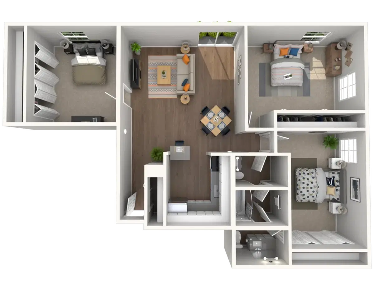 The Foundation Tower, East Lansing – 3 Bedroom 2 Bathroom | C1