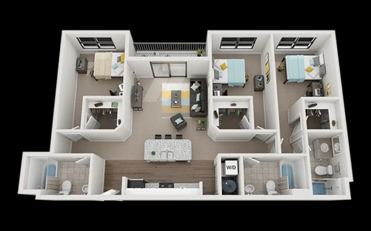 Greene Crossing, Columbia – Private Room - 3x3-3 Square (3 Bed - 3 Bath)