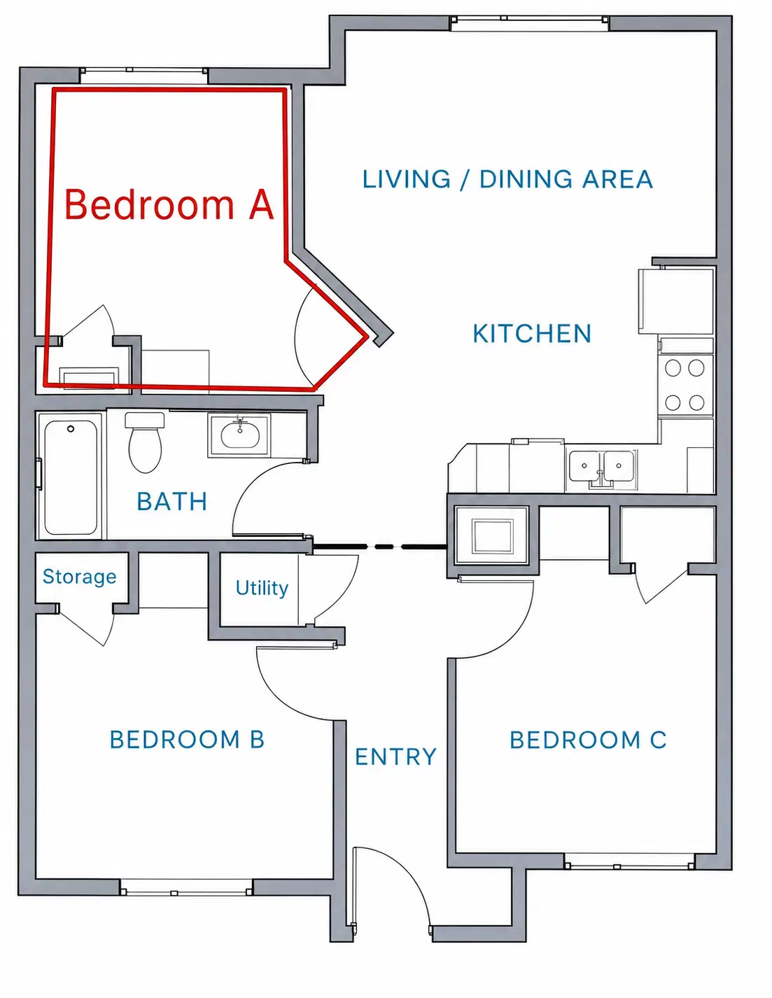 The Arcade, Eugene – 2x2 By the Bedroom