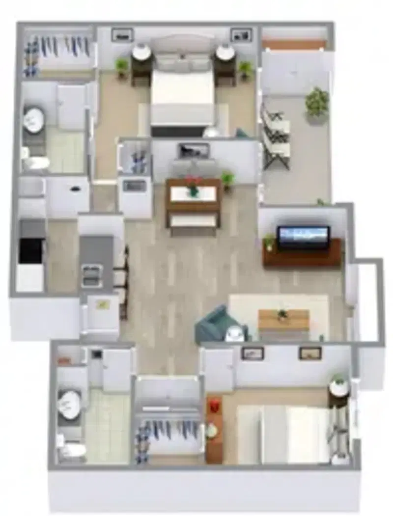 Oak Meadows Apartments, Denton – 2 Bedroom 2 Bathroom | B2U