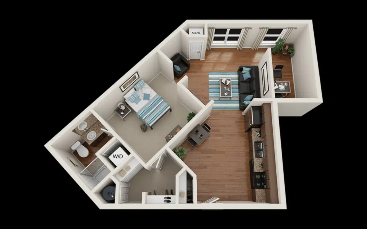 The Flats At Carrs Hill, Athens – Private Room - 1x1 + Den (1 Bed - 1 Bath)