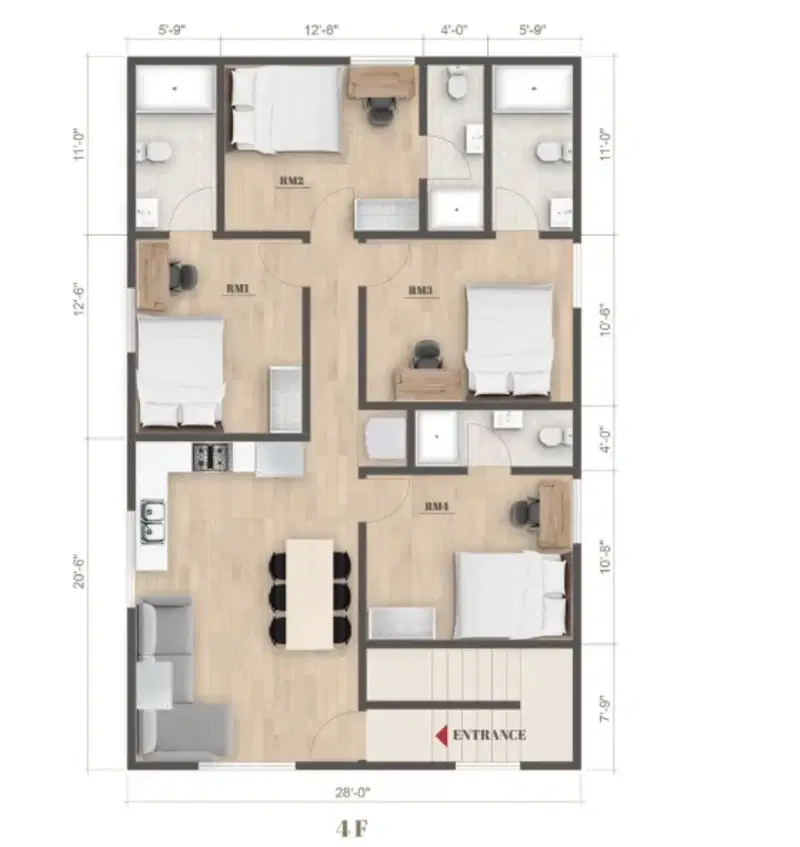 3430 Walton Ave, Los Angeles – Room in a 4 Bedroom 4 Bathroom (3428 1/2 Walton Ave FL4)