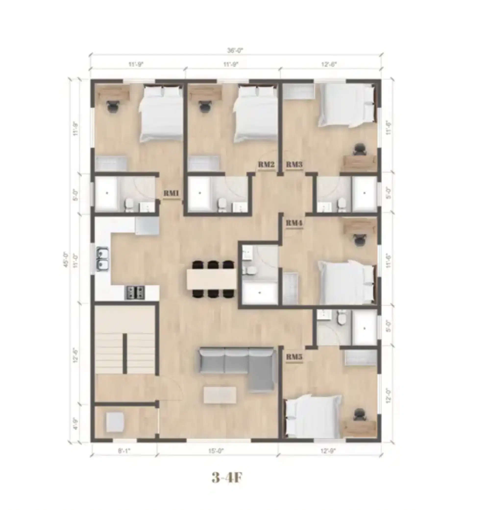 1419 W 35th St, Los Angeles – Room in A 5 Bedroom 5 Bathroom (1421 W 35th St Fl2)