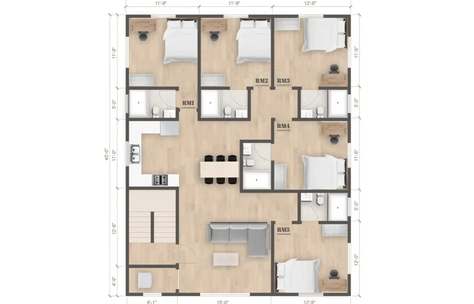 1419 W 35th St, Los Angeles – Room in A 5 Bedroom 5 Bathroom (1421 W 1/2 35th St Fl4)