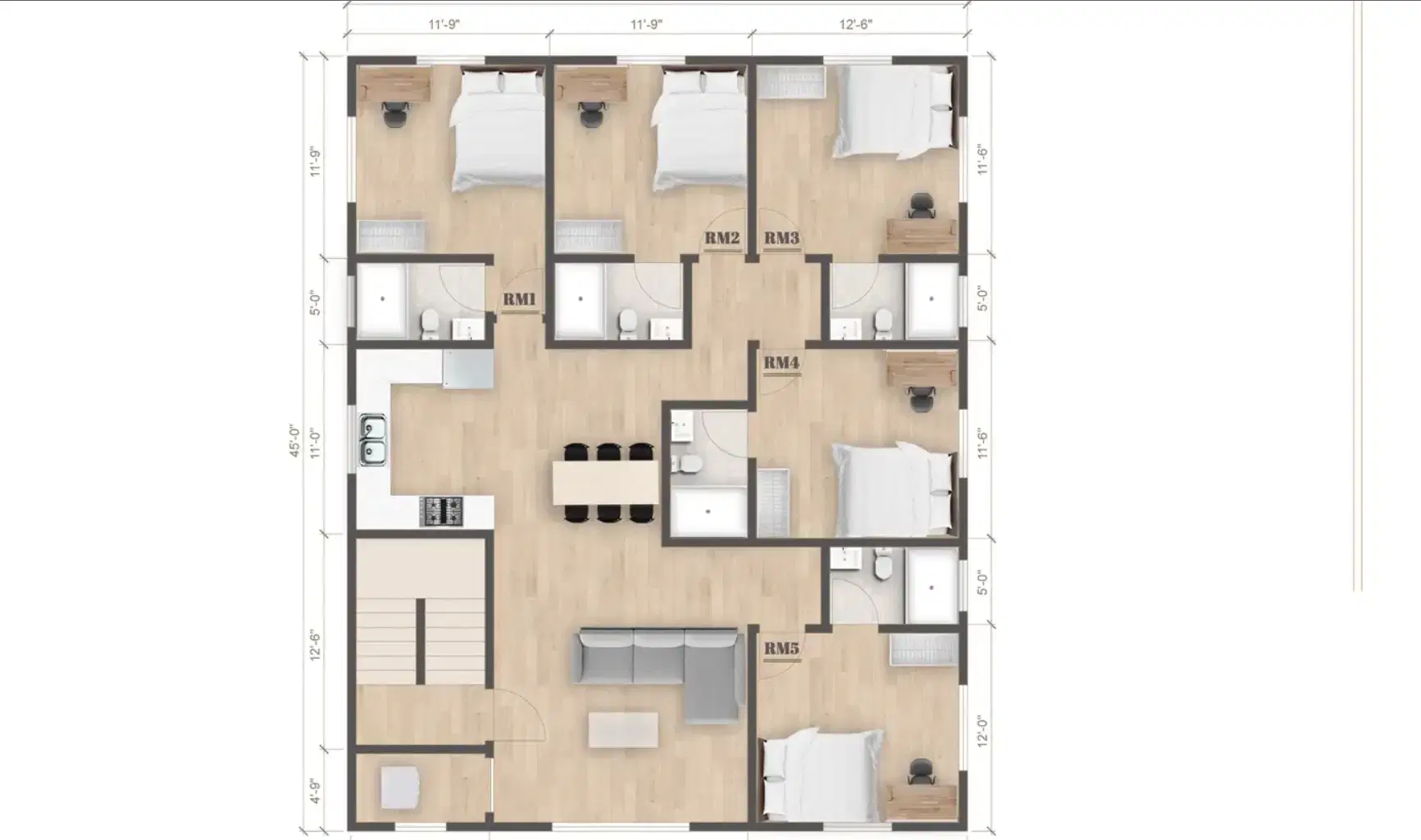1419 W 35th St, Los Angeles – Room in A 5 Bedroom 5 Bathroom (1421 W 1/2 35th St Fl3)