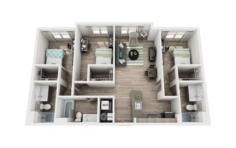 The Boundary At West End, Greenville – Private Room - C1 (3 Bed - 3 Bath)