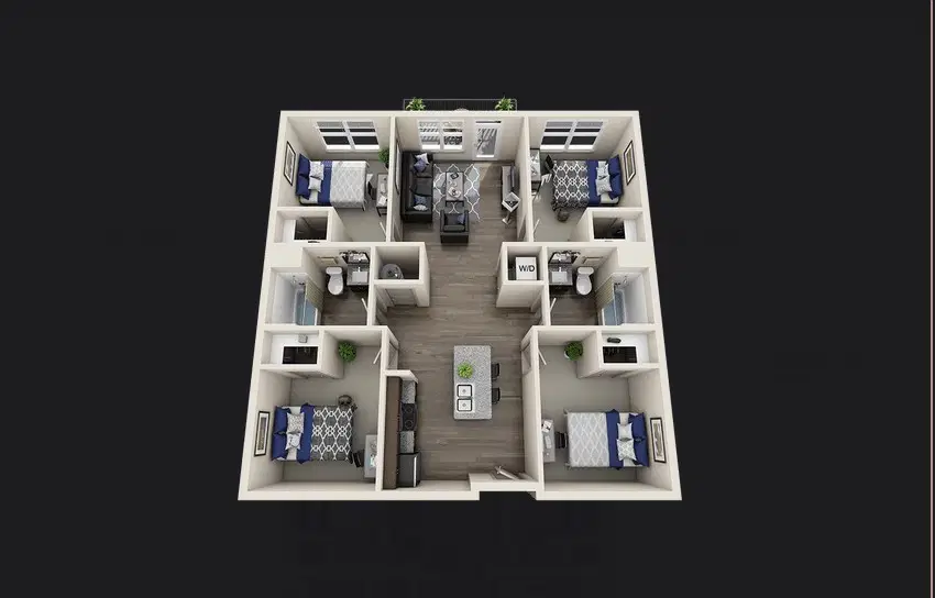 Signature 1505, Raleigh – Private Room - D1 (4 Bed - 2 Bath)