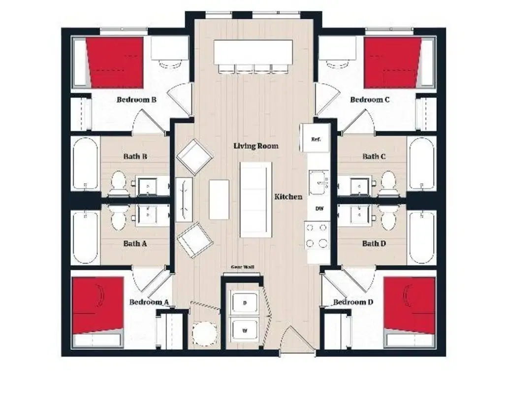 The Tempo, College Park – Room in 4 Bedroom 4 Bathroom | D1 Combo