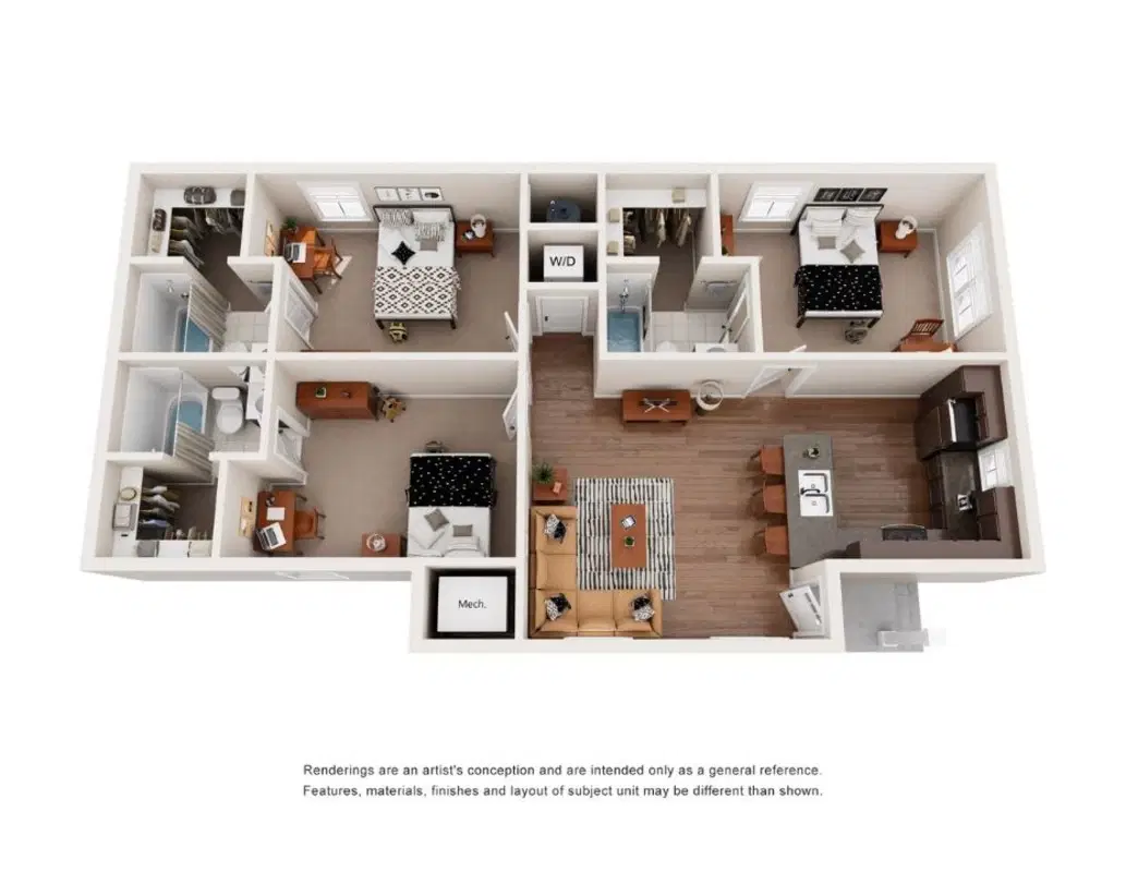 The Cottages of College Station, College Station – 3 Bedroom 3 Bathroom | Three Bedroom Cottage