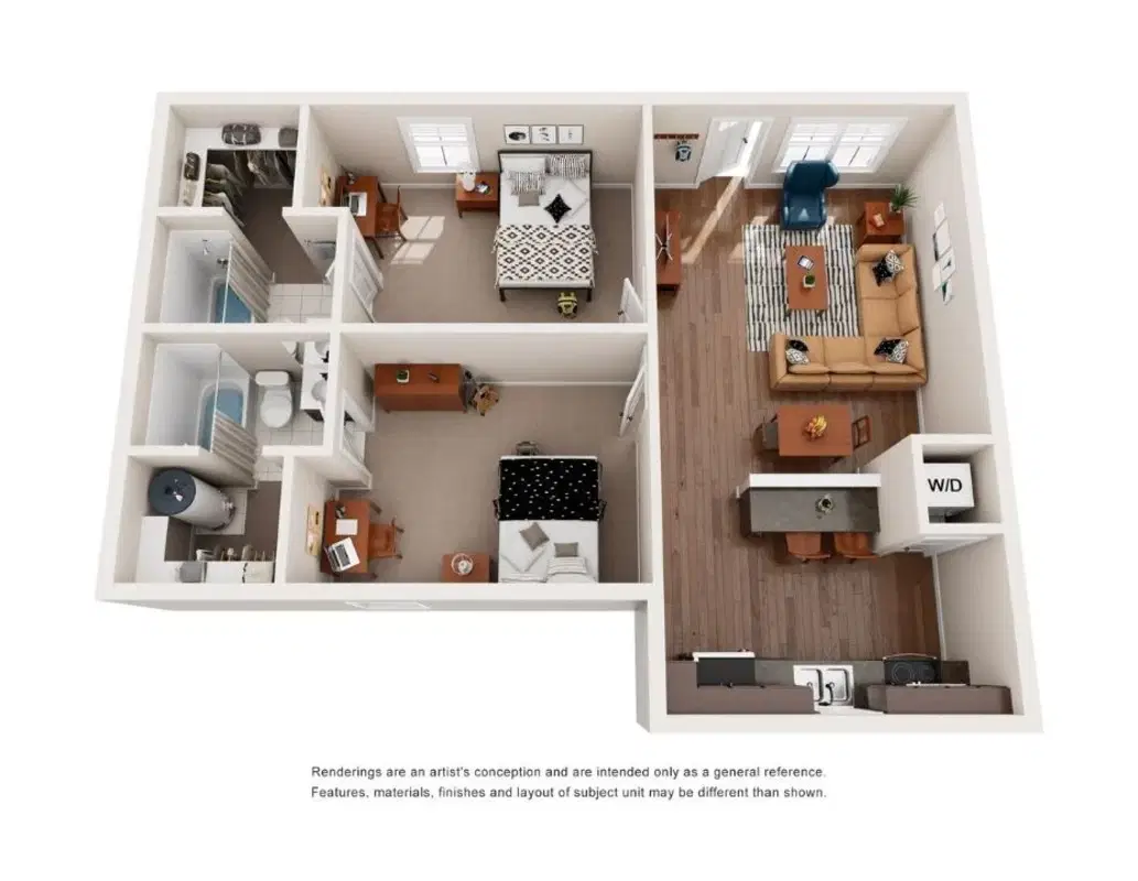 The Cottages of College Station, College Station – 2 Bedroom 2 Bathroom | Two Bedroom Lodge