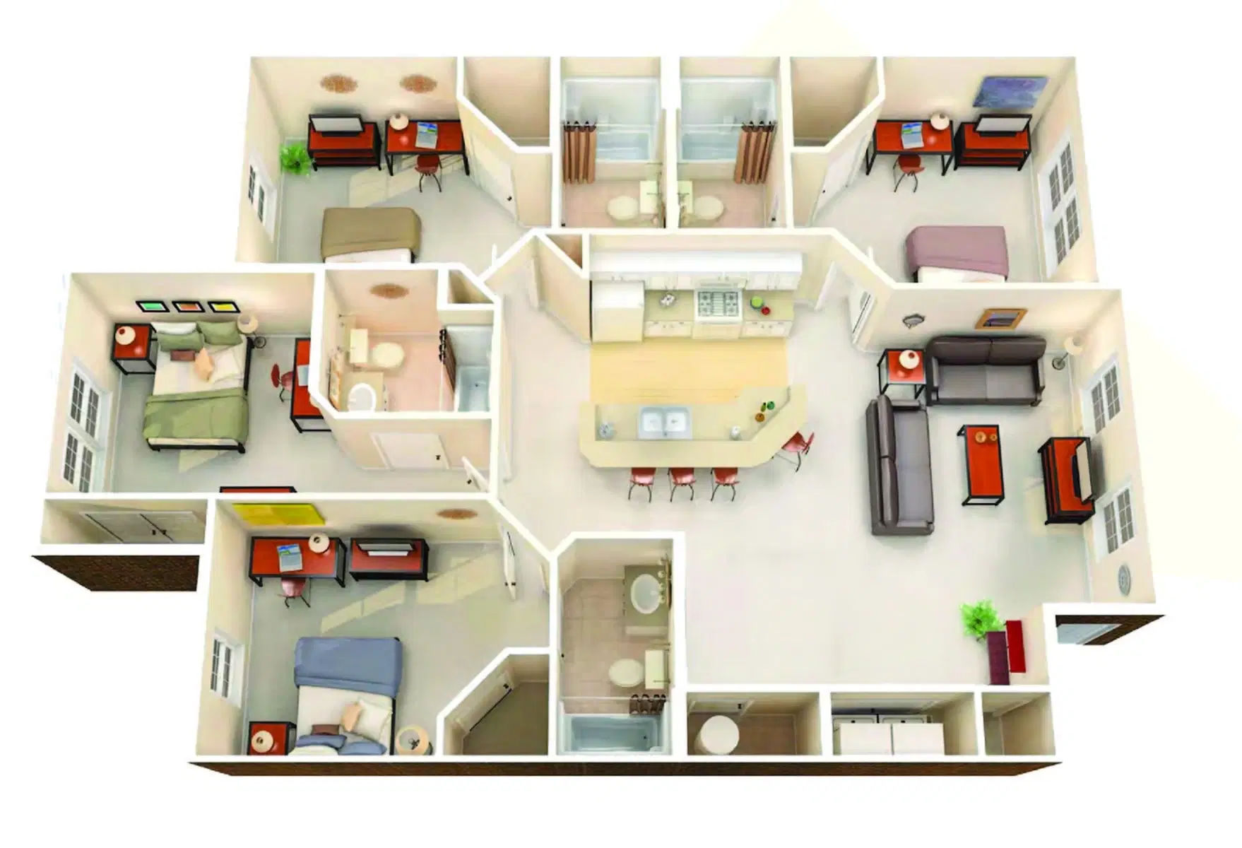 University Edge Cincinnati, Cincinnati – Room in 4 Bedroom 4 Bathroom | 4B 4B