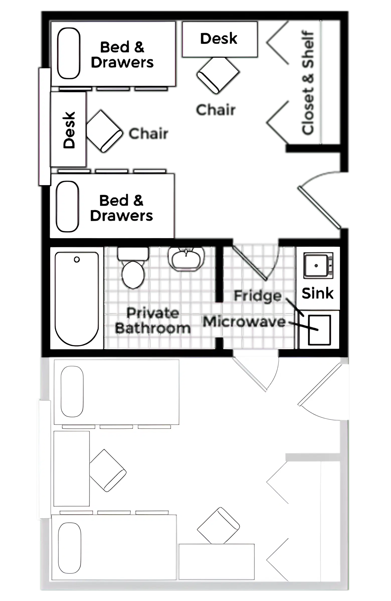 Windsor Hall, Gainesville – Room in 2 Bedroom 2 Bathroom | Double Joint Bath